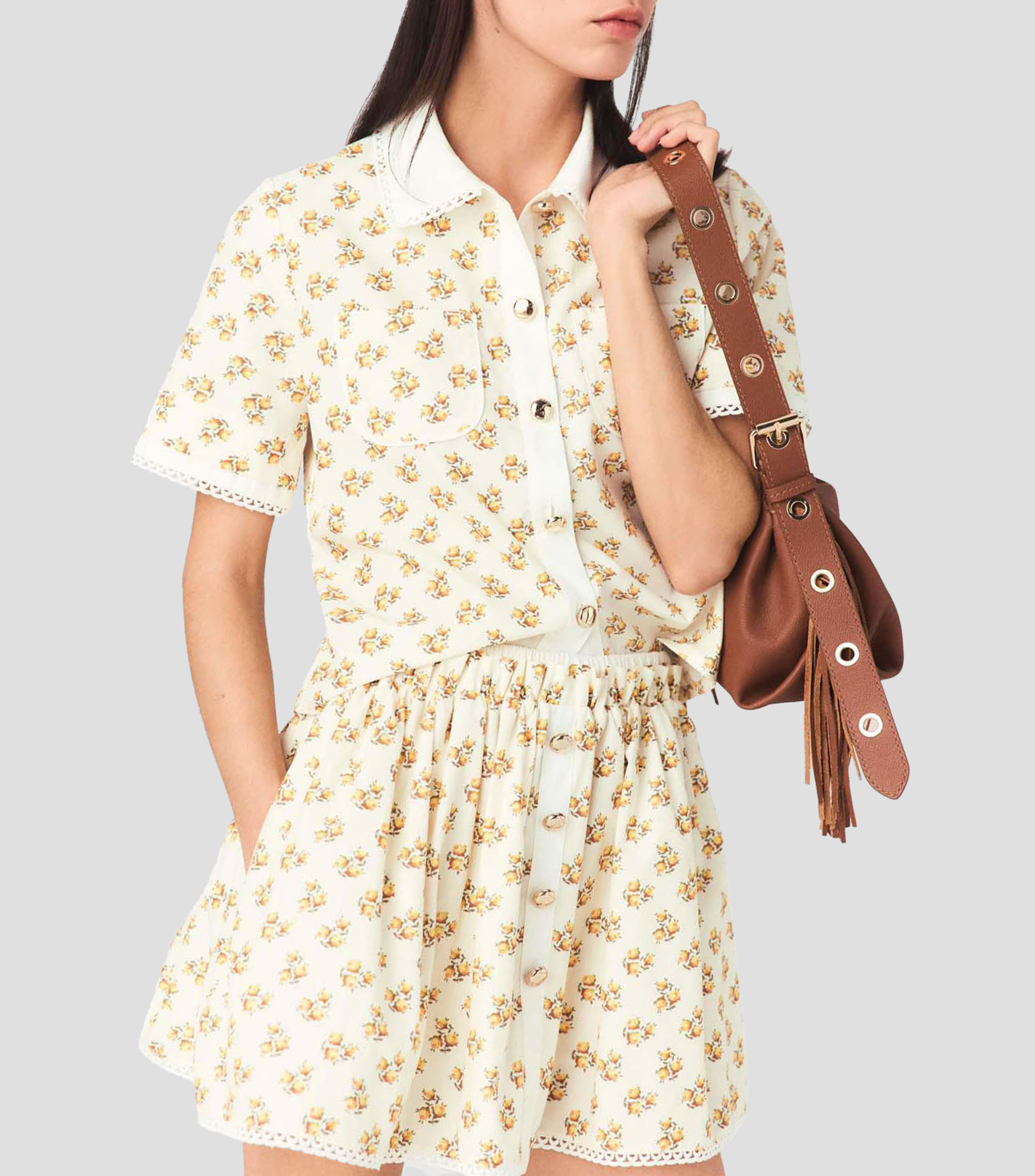 Blusa estampada manga corta Mujer